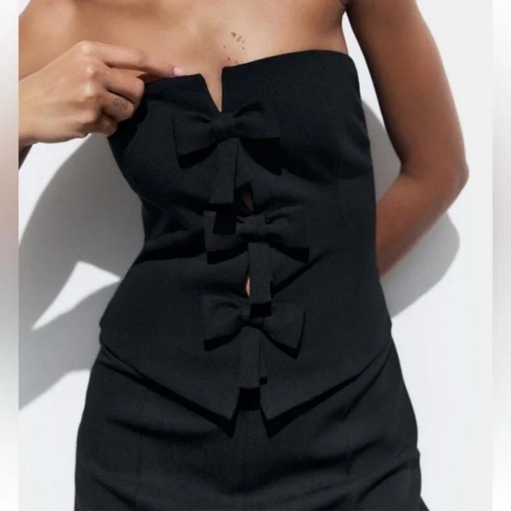 ZARA STRAPLESS BOW JUMPSUIT